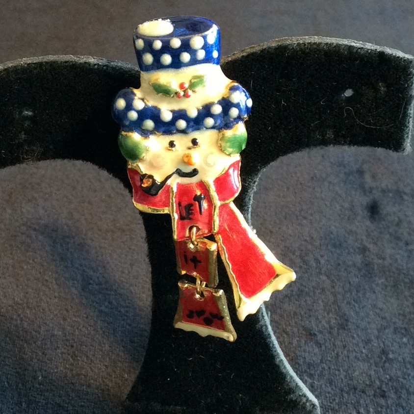 Vintage Nwot Christmas Snowman Trembler Brooch